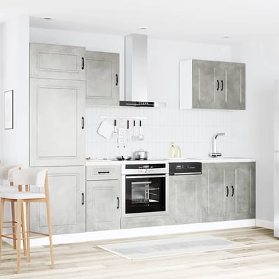 vidaXL - 7-delige - Keukenkastenset - Kalmar - bewerkt - hout - betongrijs