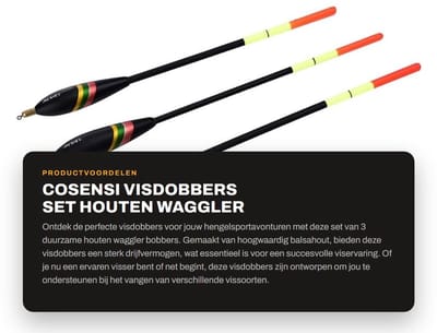 Dailygoods- Visdobbers Set van 3 - Duurzaam Balsahout - Sterk Drijfvermogen - Waterdicht - Antioxidatie - Heldere Kleuren - Vissersbenodigdheden