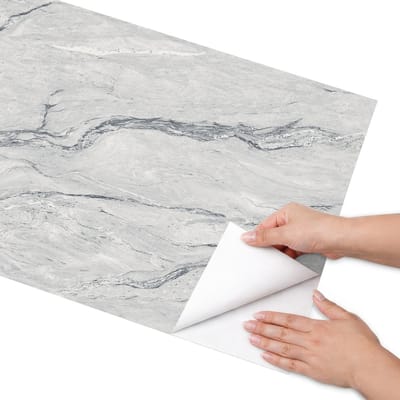 Coloray Meubel Wrap Folie - Grijs Meubelfolie - 50x100 cm - Plakfolie Meubels Marmeren elegantie - Decoratiefolie Zelfklevend - Minimalist Meubelfolie - Meubelfolie Zelfklevend - Badkamer decoratie - Texturen
