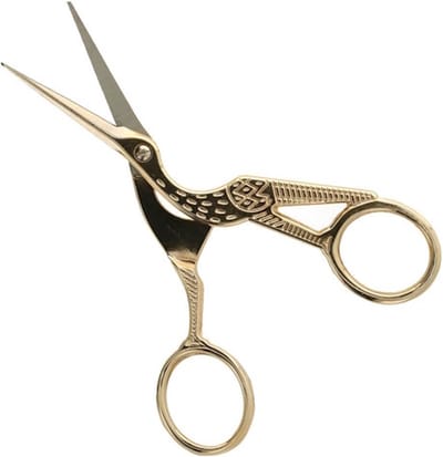 Borduurschaar ooievaar 11,5 cm goud