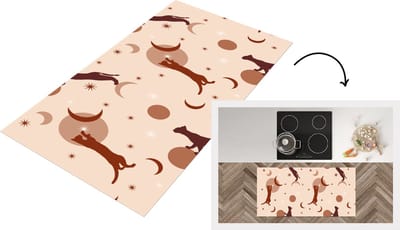 Keukenloper - Loper keuken - Patronen - Kat - Maan - 120x60 cm - Keukenloper vinyl