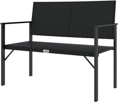 Tuinbank 2-zits - Buitenbank parkbank - Ontspannen buiten - Weerbestendig poly rattan - 109 cm breed - Zwart