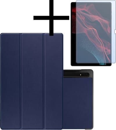 Hoesje Geschikt voor Samsung Galaxy Tab S10 Ultra Hoesje Case Hard Cover Hoes Book Case Met Uitsparing Geschikt voor S Pen Met Screenprotector - Donkerblauw