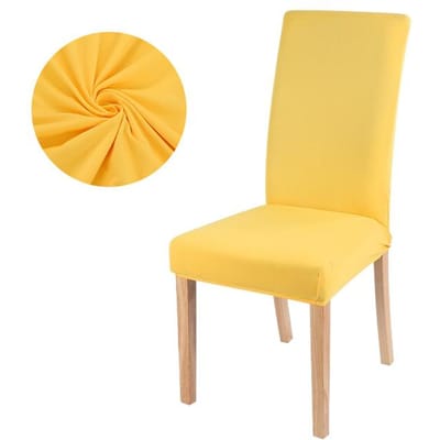 1 /2 /4 /6 -Stuks Elastische Stoelhoezen Voor Eetkamer Eenvoudig Gekleurde Stoelhoes Stoelzitting Slipcover Voor Eetkamerstoel Wasbaar Verwijderbaar 1-Pcs geel