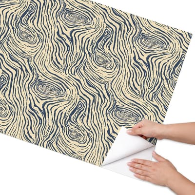 Coloray Meubel Wrap Folie - Beige Meubelfolie - 75x150 cm - Meubelfolie Zelfklevend Abstracte ringen - Wrapfolie Keuken - Modern Meubelfolie - Decoratiefolie - Tafeldecoratie - Abstractie