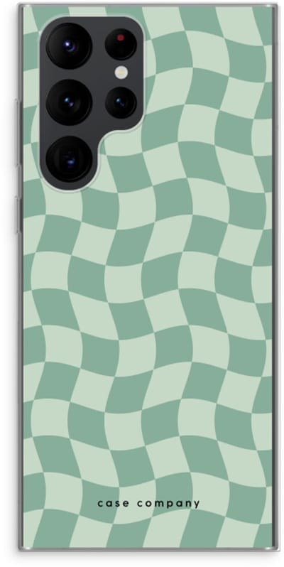 Case Company® - Hoesje geschikt voor Samsung Galaxy S22 Ultra hoesje - Grid Groen - Soft Cover Telefoonhoesje - Bescherming aan alle Kanten en Schermrand