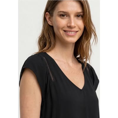 Shirt met overhangende schouders en V-hals