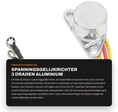 Dailygoods - Spanningsgelijkrichter - 3 Draden - Aluminium - Spanningsregelaar - Vervangend onderdeel voor Johnson Evinrude - Voor diverse modellen