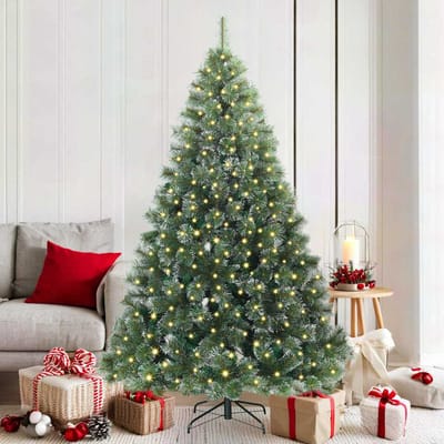 vidaXL - Kunstkerstboom - met - 300 - LED - met - standaard - Groen - 180 - cm - PE - en - PVC