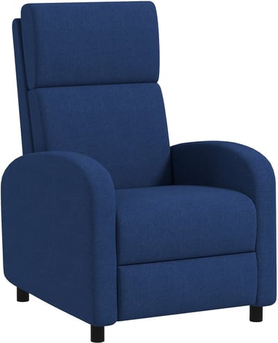 Relaxstoel, ligstoel, woonkamer, relaxstoel met rugleuning tot 160 graden handmatig verstelbaar, geïntegreerde voetensteun, voor woonkamer, slaapkamer, kantoor, thuisbioscoop,blauw