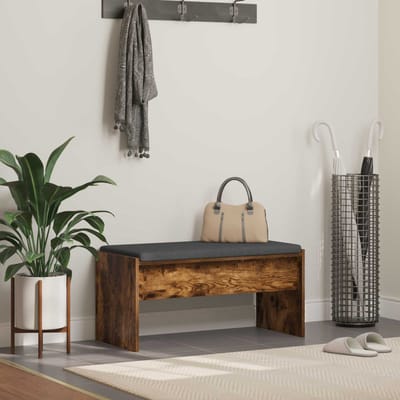 vidaXL - Hallenbank - met - kussen - Rook - Eiken - 83 - x - 38 - x - 40 - cm