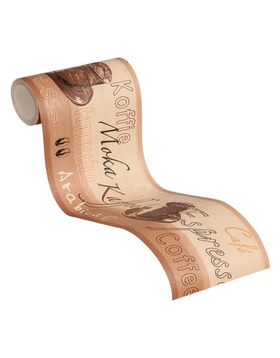 KOFFIEKOPJES BEHANGRAND | Keuken - bruin oranje beige zwart wit - A.S. Création Only Borders 11