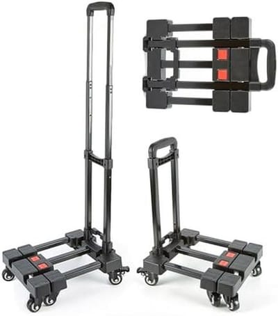 Stevige Steekwagen - Boodschappentrolley Opvouwbaar - Bagage Vervoeren - 6 Dubbellagende Wielen - 100 kg capaciteit - Grijs