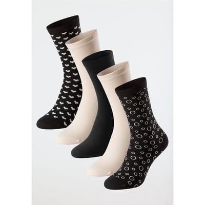 Schiesser Damessokken 5 Pack - Bluebird Dames Sokken - zwart, beige