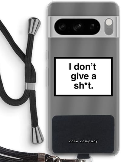 Case Company® - Hoesje met koord geschikt voor Google Pixel 8 Pro hoesje met Koord - Don't give a shit - Telefoonhoesje met Zwart Koord - Bescherming aan alle Kanten en Over de Schermrand