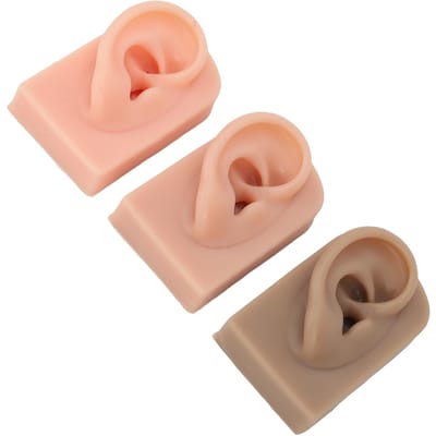 3 Stuks Siliconen Oormodel Zacht Flexibel Rechteroor 3 Kleuren Eenvoudig te Gebruiken Herbruikbaar Menselijk Oormodel beige