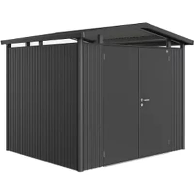 Biohort Metalen Tuinhuis Panorama - Donkergrijs Metallic - 273x238cm - Dubbele Deur