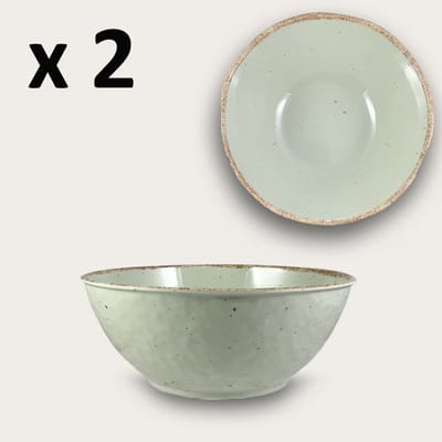 Arca TIERRA Sand - Set van 2 Melamine kommen Ø22xH9cm – licht in gewicht – makkelijk stapelbaar – voor binnen en buiten