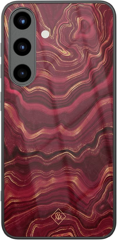 Casimoda® hoesje - Geschikt voor Samsung Galaxy S25 - Agate Rood - Luxe Hard Case Zwart - Backcover telefoonhoesje - Rood
