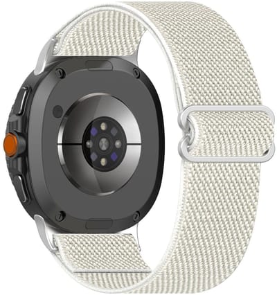 Nylon bandje - geschikt voor Samsung Galaxy Watch 8 (40mm) / Galaxy Watch 8 (44mm) / Galaxy Watch 8 Classic - elastisch - starlight