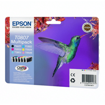 Epson Hummingbird multipack 6 kleuren T0807 Claria fotografische inkt