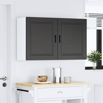 vidaXL - Keukenbovenkasten - 2 - st - Porto - bewerkt - hout - zwart