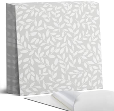 Coloray Plaktegels - Fijn bladpatroon Portugese Tegels - 30 cm x 30 cm - Grijs Plaktegels - 9 stuks - Vierkant PVC Tegels - Plaktegels Keuken - Zelfklevende Vloertegels - Vinyl Tegels Zelfklevend - Zelfklevende Tegels