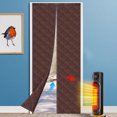 Magnetisch Deurgordijn - Geïsoleerd Gordijn - Tocht Vrij Houden - Automatische Magnetische Sluiting - Past op 30" deur - Bruin