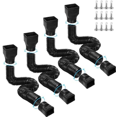 Flexibele goot downspout verlengstukken - Uitschuifbaar van 21" tot 67" met adapters voor regenwaterafvoer