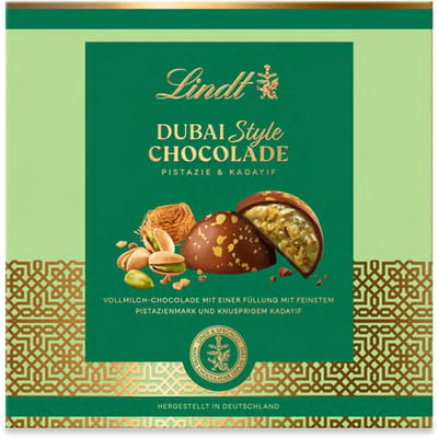 Lindt DUBAI STYLE Chocolade Pralines Pistache 90 gram - Melkchocolade, Kadayif, Pistache noten - Premium Dubai Style chocolade - Kerstcadeau