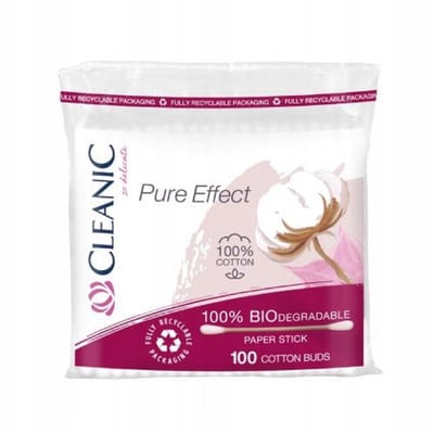 Cleanic Pure Effect - Wattenstaafjes - 100 stuks - Biologisch afbreekbaar - Natuurlijke katoen