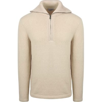 Suitable Deep Zip Pullover Boiled Wool Ecru - Maat XXL - Heren - Schipperstrui - Schipperstrui met rits - Volwassen mannen