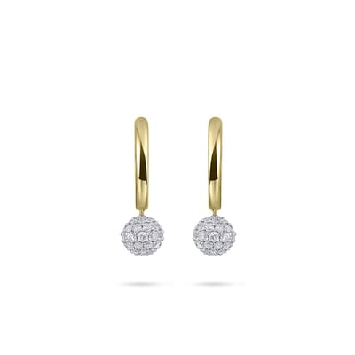 Gisser Jewels - Oorringen KC1034Y - geelgoud verguld zilver - met zirconia stenen - 13.5 mm + 5 mm bedel