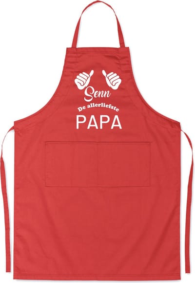 Mijncadeautje - Luxe keukenschort - Allerliefste Papa - 2 duimen - met voornaam - Rood