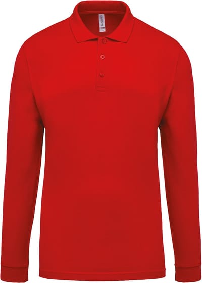 Kariban Piqué-herenpolo lange mouwen K256 - Red - S