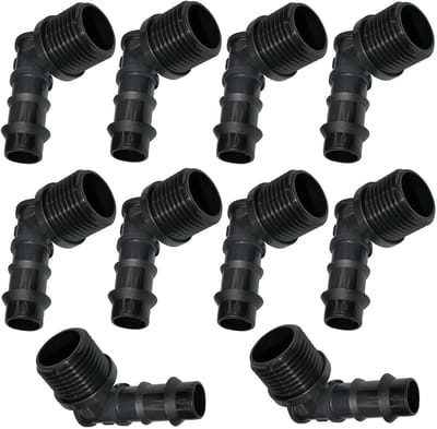NTH products- Elleboogfitting Set van 10 - Ø16mm x 1/2" Buitendraad - Tuin/Irrigatieslang - Druppelirrigatiesysteem - Kunststof - Duurzaam en Breukvast - Irrigatiefitting