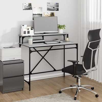 vidaXL - Bureau - 100x50x90 - cm - bewerkt - hout - en - ijzer - grijs - sonoma - eiken