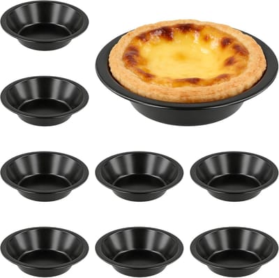 Set van 8 mini taartvormpjes van 5 inch, niet-klevend koolstofstaal voor het bakken van taarten, desserts en gebak (12 x 8 x 3 cm)
