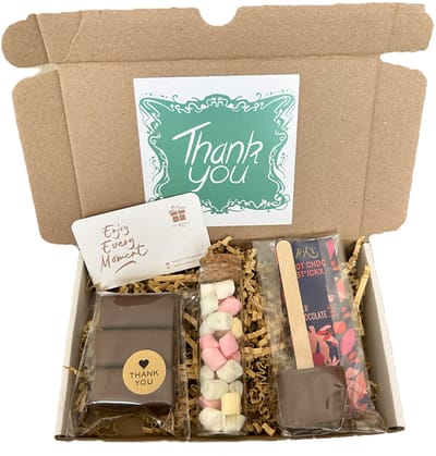 Bedankt choco mini brievenbus cadeau - chocolademelk - marshamallows