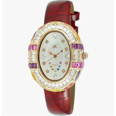 Montre pour femme Adee Kaye Collection Crown Accents en cristal Cadran nacre blanche Quartz AK2113-LRG blanc