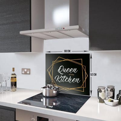 Queen of the Kitchen Tempered Glas Spatbescherming Voor Achter de Kookplaat 52cm x 60cm