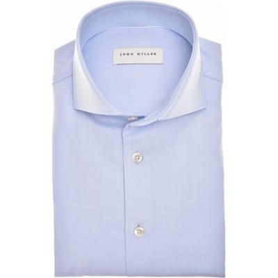 John Miller Overhemd Solid Color Fine Non-Iron Cotton Licht Blauw / male