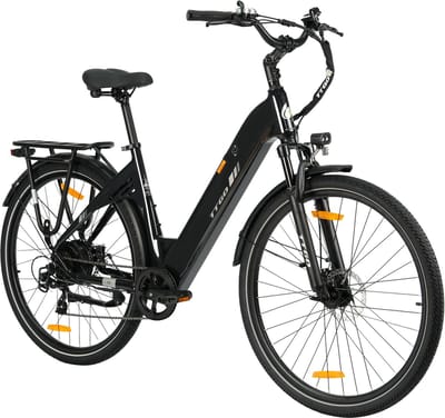 28-inch Elektrische Fiets - Stadsfiets - 250W Motor - 36V 18Ah Accu - Max Snelheid 25km/u - Max 120km Bereik - Shimano 7 Versnellingen - voor vrouwen en mannen - Zwart