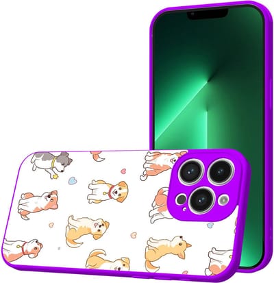 Smartphonica Telefoonhoesje Geschikt voor iPhone 13 Pro met Honden opdruk - TPU Back Cover Case Dogs Design - Paars geschikt voor iPhone 13 Pro