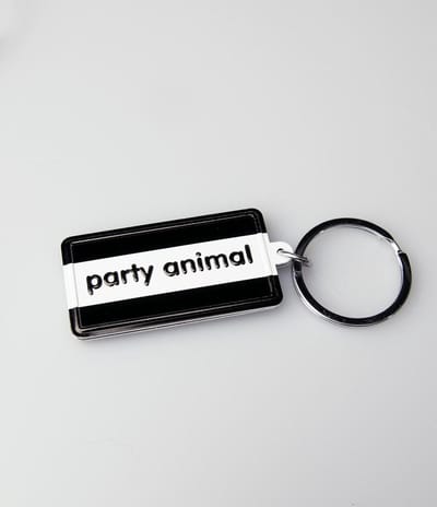 Paper Dreams Sleutelhanger Party Animal 13,5 X 4,5 Cm Zwart/wit