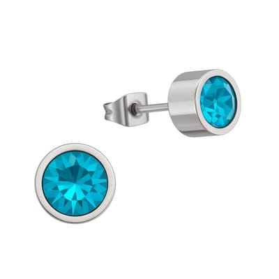 Aramat Jewels | Oorbellen | Aqua blauwe kristal oorstekers – 5mm zilver RVS | | | |5mm | Staal | Kinderen, Volwassenen | Verkleurd niet