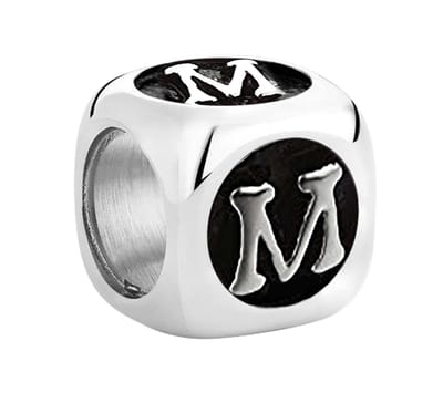 Quiges - 925 - Bedels -Sterling zilver - Beads - Alfabet Letter M Kraal Charm - Geschikt – voor - Armband Z436