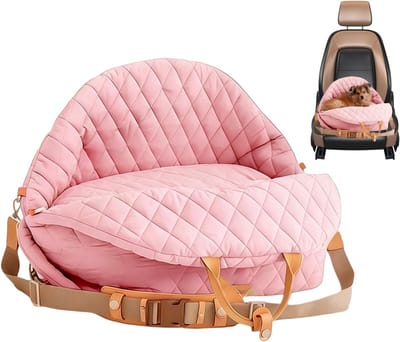 Honden autostoel - Reisbench huisdier - Veilig reizen - Uitbreidbaar ontwerp - 40 x 30 x 6 cm - Roze