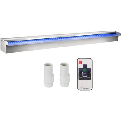 VEVOR Zwembadwatervalspiller, 90 X 11,5 X 8 Cm, Roestvrijstalen Zwembadwaterornament Met Kleurrijke Led-Strip, Slangaansluiting, Afstandsbediening, Corrosiebestendige Fontein voor Vijverzwembad