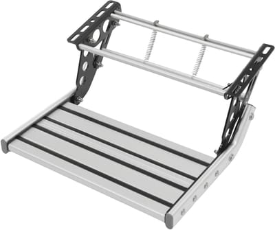 Vouwtrap Camper - Motorhome Opstap - Veilig Instappen - Geïntegreerd LED Licht - 44 cm Breed - Zilver